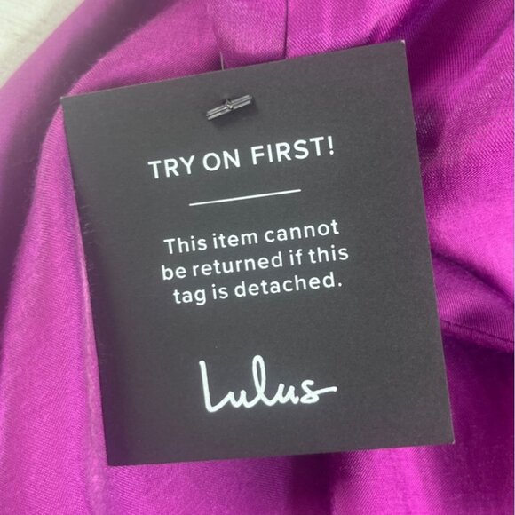 Lulus Positively Darling Magenta Satin Surplice Skater Dress Medium New - Picture 11 of 12